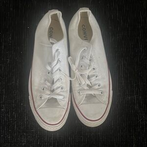 Converse White Canvas Sneakers with Red Trim